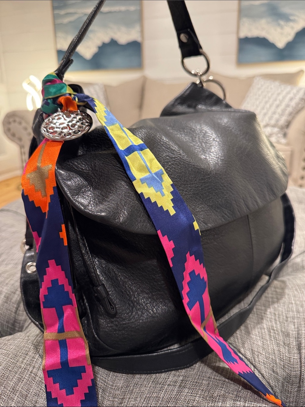Coach Bag Ali Large Vintage Black Leather Hobo Bag - Picture 3 of 17